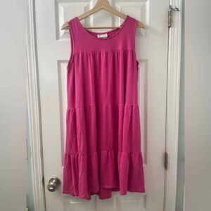 Anthropologie Shanna Tiered Tunic Dress in‎ Medium Barbie Pink Saturday Sunday